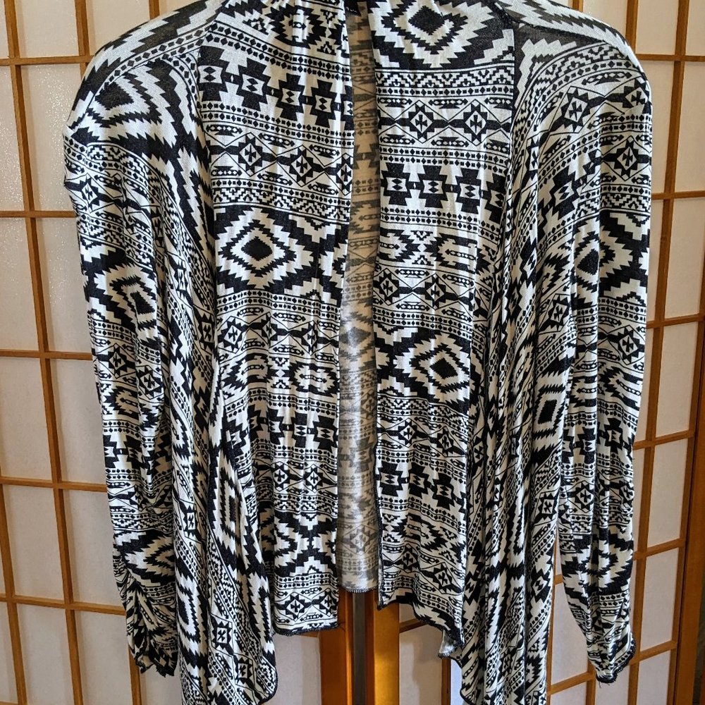 Southwest print black and white stretch cover-up